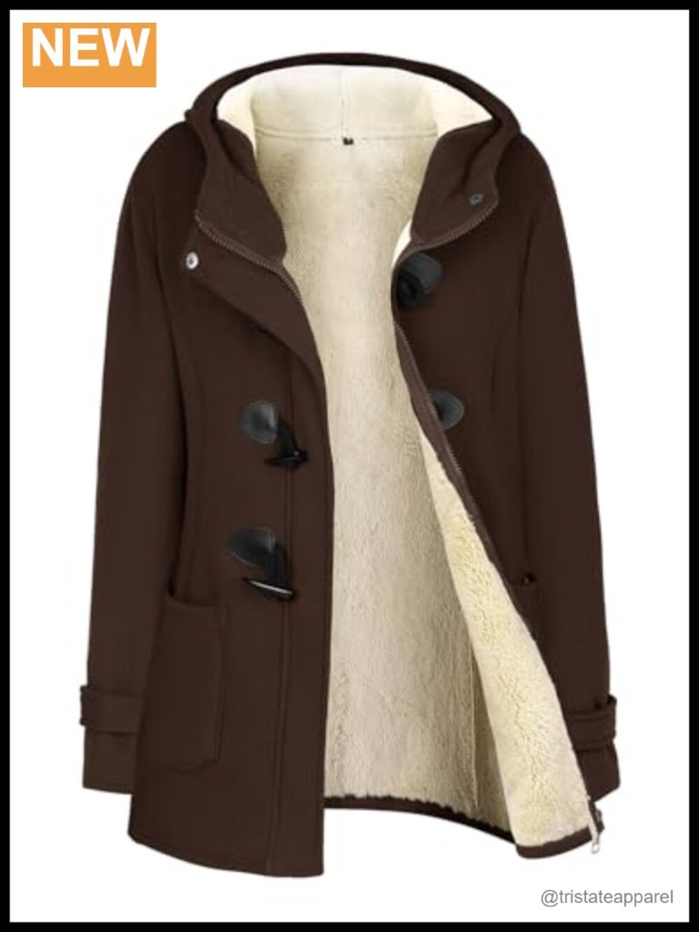 Sherpa Lined Duffle Toggle Coat Hooded Fleece Winter Jacket